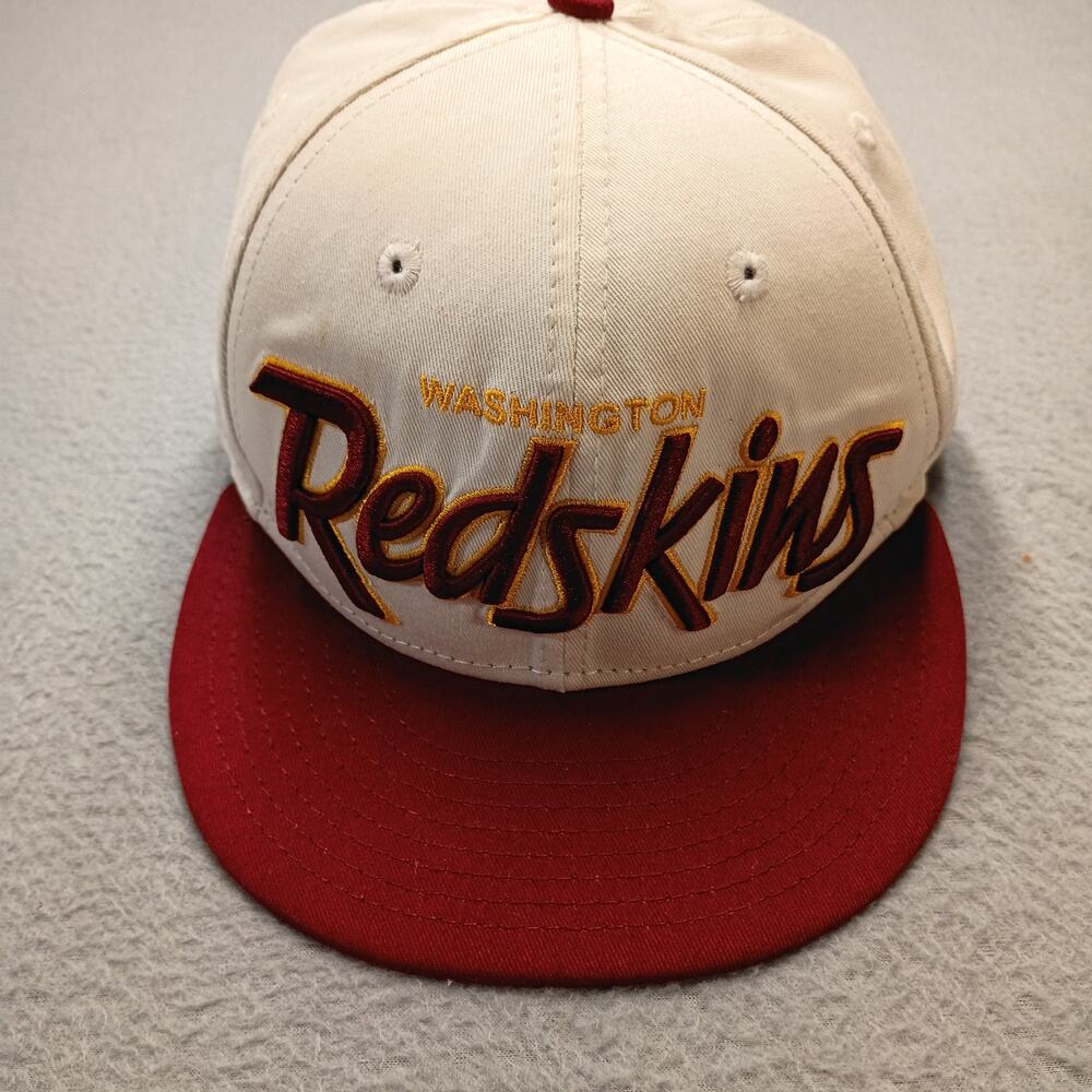 Washington Redskins New Era Script Snapback Hat Cream Burgundy NFL Cap retro